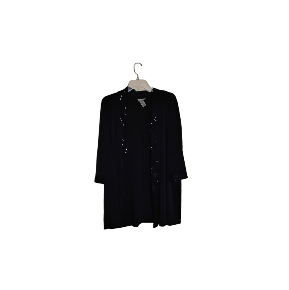 Catherine's Women's Navy 3 Piece Lace Sequin 3/4 Sleeve Pantsuit. Size 2β¦